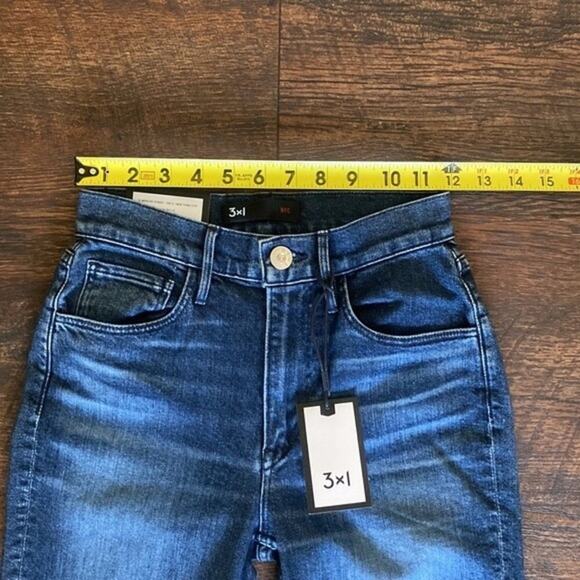 3x1 Shelter Straight Crop Jeans High Rise Dark Spectrum Blue Revolve Size 24 New - Picture 12 of 14